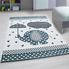 Kinderzimmer Teppich  - Anna Elefant Regenschirm Blau - thumbnail