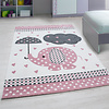 Kinderzimmer Teppich - Anna Elefant Regenschirm Rosa - thumbnail