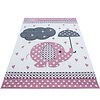 Kinderzimmer Teppich - Anna Elefant Regenschirm Rosa - thumbnail 1