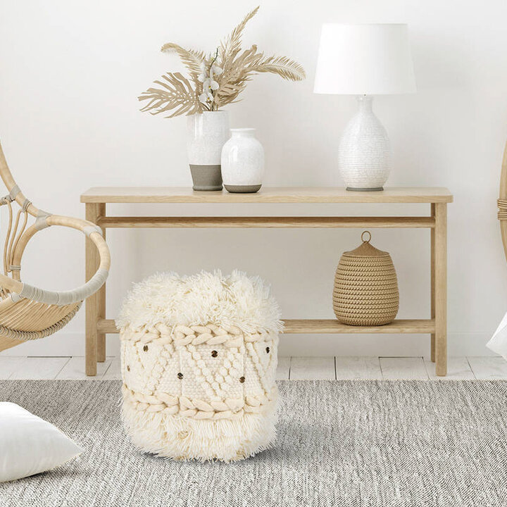 Kleiner Boho Hocker - Basai 525 Creme