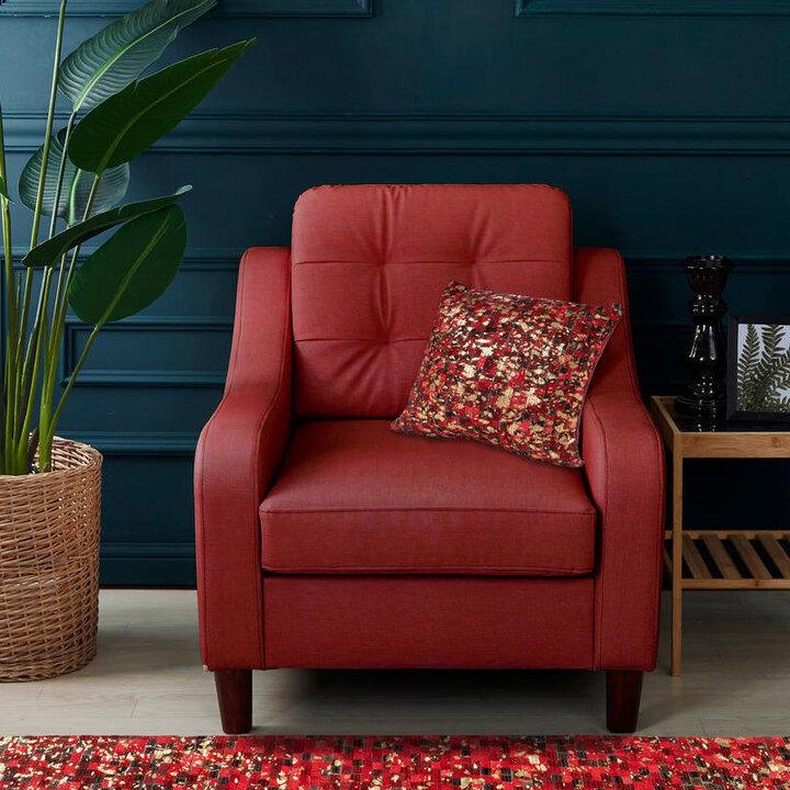 Leder Kissen Patchwork - Filz 100 Rot Gold