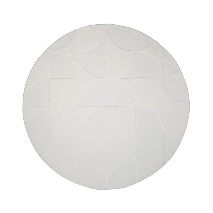 Runder Teppich Wohnzimmer - Charm Circles Weiß - 1