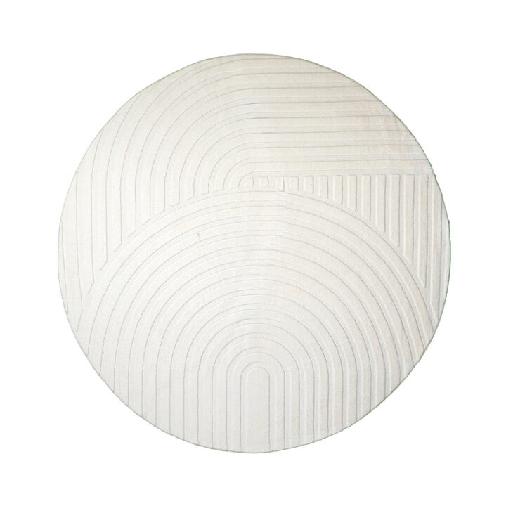 Runder Teppich Wohnzimmer - Charm Curves Weiß - 1