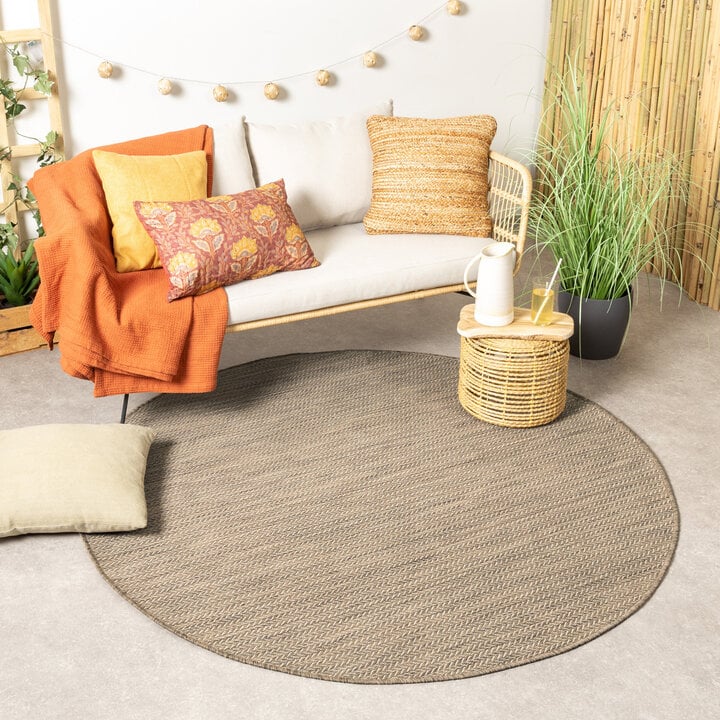 In- & Outdoor Teppich Rund - Malta Arrow Natur