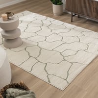 Teppich Wohnzimmer - Yune Stone Creme Grün