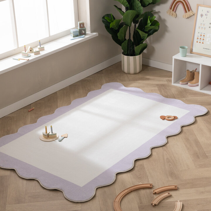 Teppich Kinderzimmer - Cloudy Border Lila