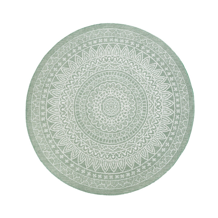 In- & Outdoor Teppich Rund - Summer Azteca Grün - 1