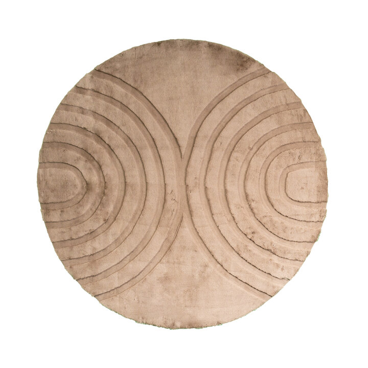Hochflor Teppich Rund - Carvy Arches Taupe - 1