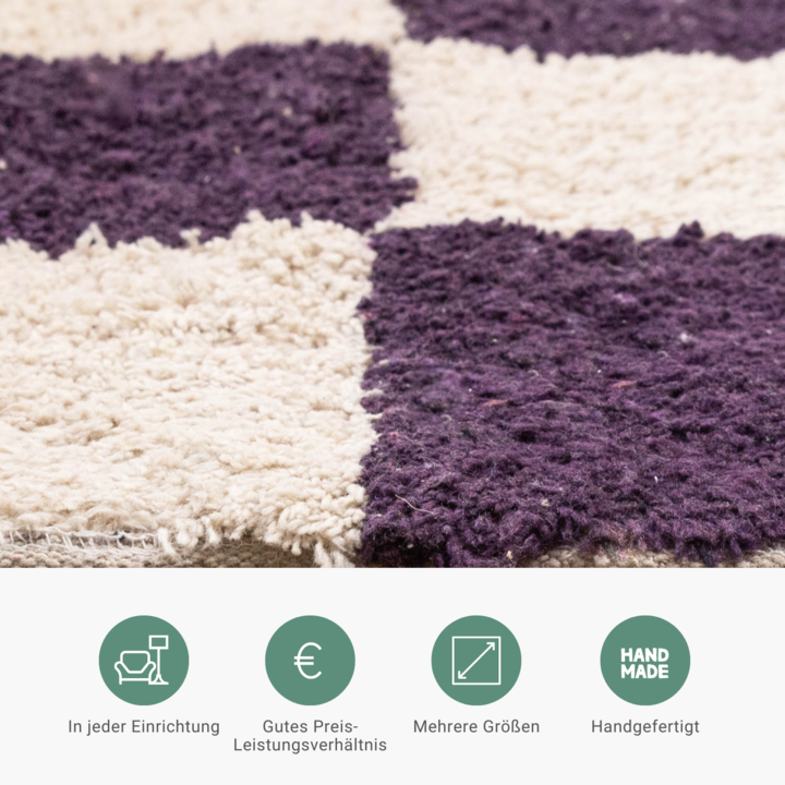 Retro Teppich - Gambit Violett Weiß  - 6