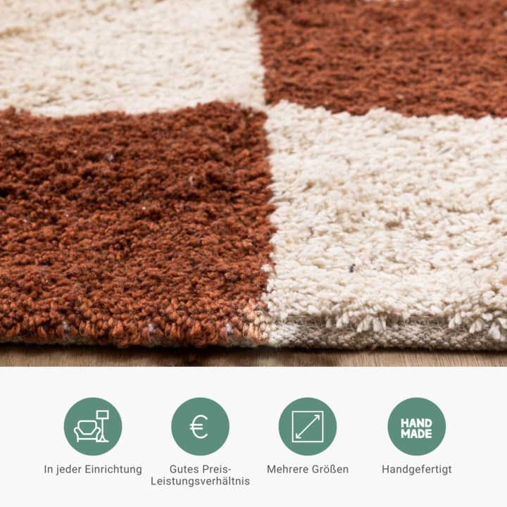 Retro Teppich - Gambit Braun Weiß  - 6