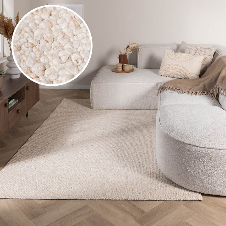 Waschbarer Wollteppich - Bruno Creme Weiß - 3