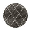 Berberteppich Rund - Agadir Lines Taupe Creme - thumbnail