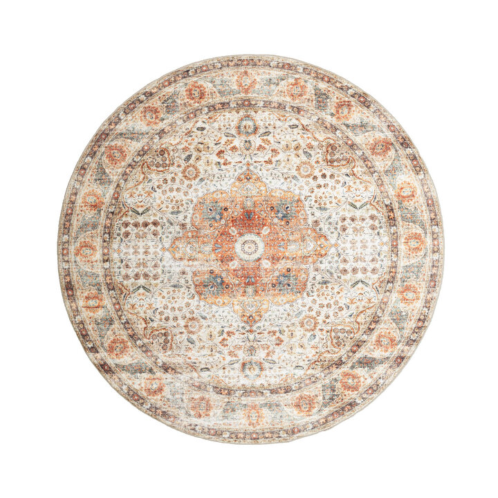 In- & Outdoor Teppich Rund - Kairo Medaillon Creme Bunt - 1