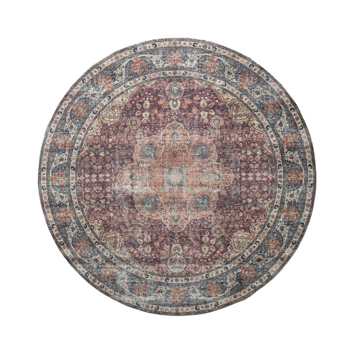 In- & Outdoor Teppich Rund - Kairo Medaillon Bordeaux Rot - 1