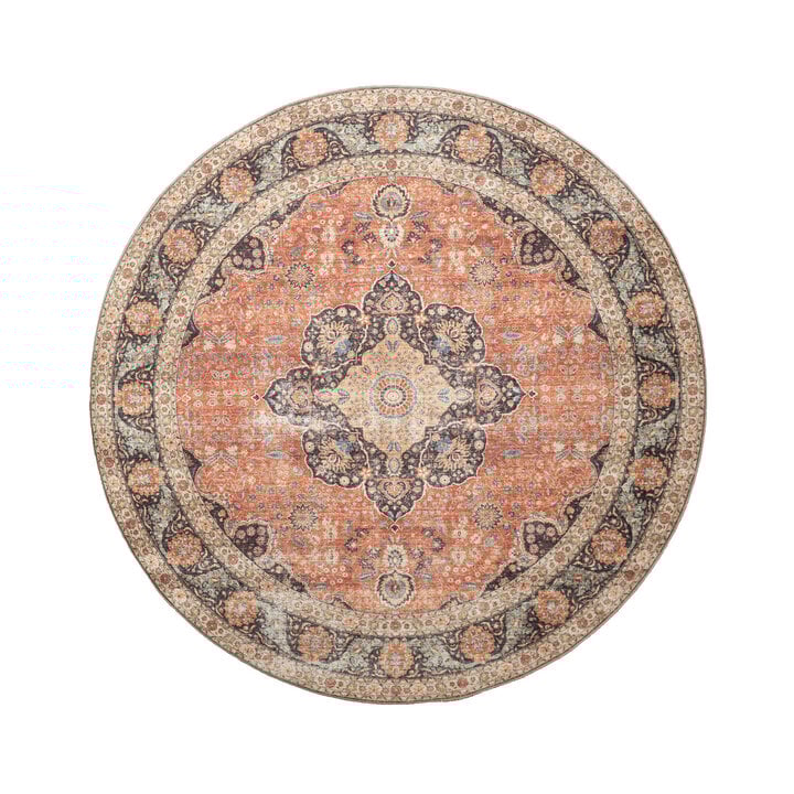 In- & Outdoor Teppich Rund - Kairo Medaillon Terra Dunkelblau - 1