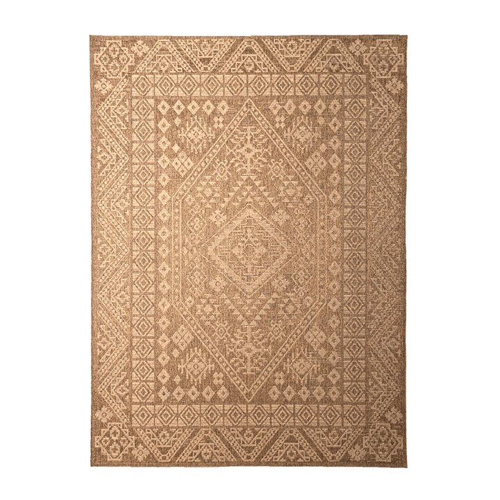 Garten Teppich Jute - Mavi Medaillon Creme Braun - 1