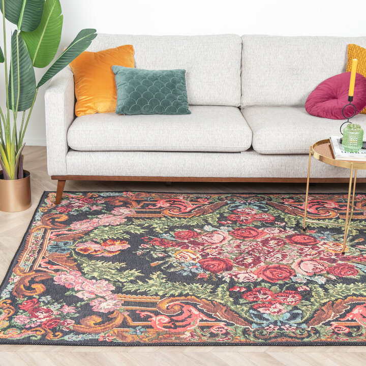 Blumen Teppich - Estate Rosen Kelim Grün - 4