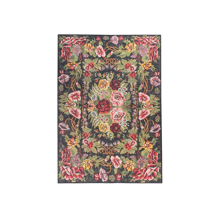 Blumen Teppich - Estate Rosen Kelim Grün - 1