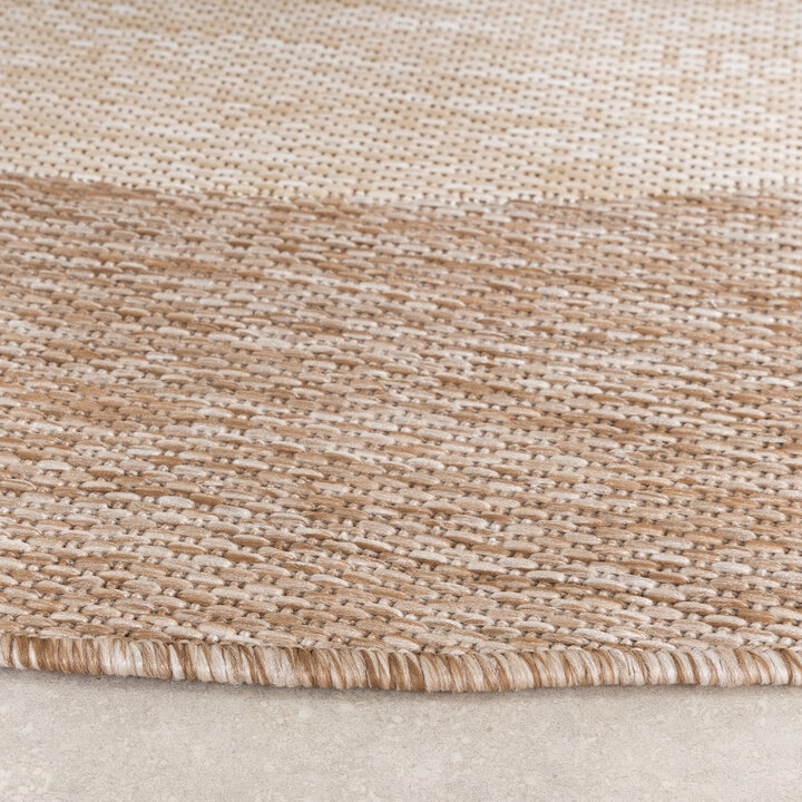In- & Outdoor Teppich Rund - Sierra Border Creme Beige - 6