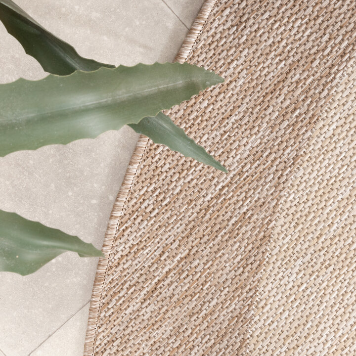 In- & Outdoor Teppich Rund - Sierra Border Beige Creme - 3