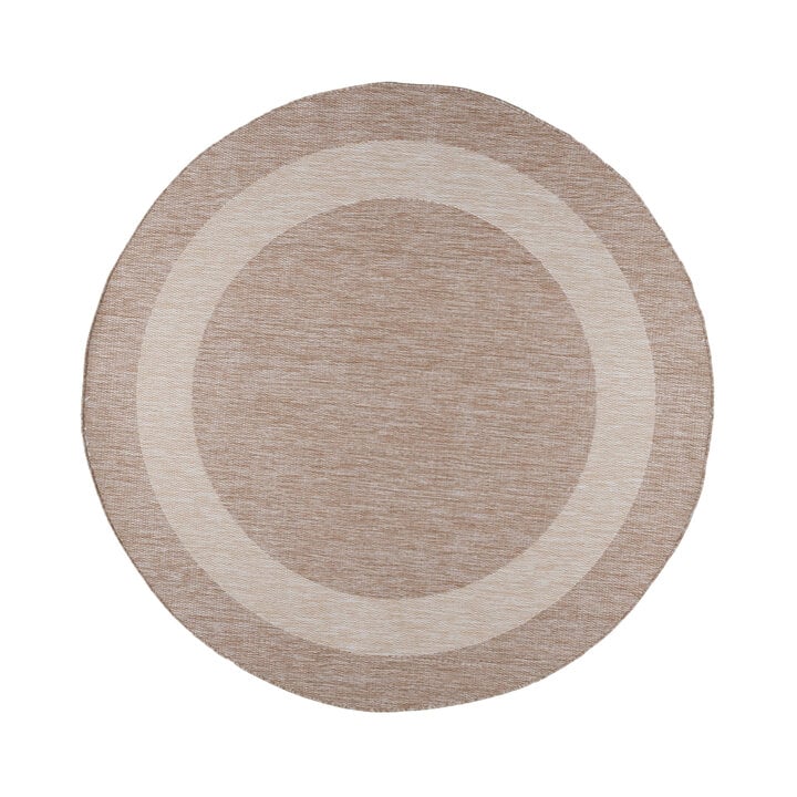 In- & Outdoor Teppich Rund - Sierra Border Beige Creme - 1