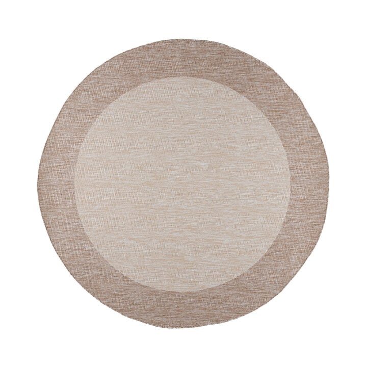 In- & Outdoor Teppich Rund - Sierra Border Creme Beige - 1