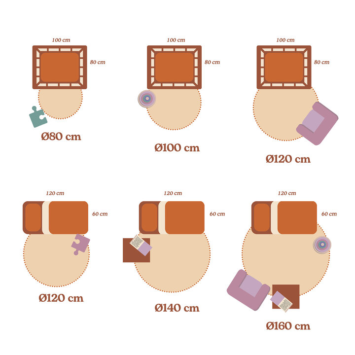 Waschbarer Kinderteppich Rund - Evi Rainbow Bunt - 7