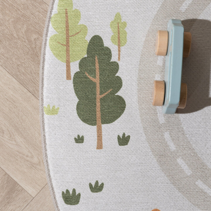 Auto Spielteppich Rund - Rocky Ride Grau - 5