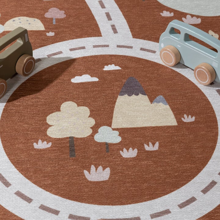 Auto Spielteppich Rund - Rocky Ride Terracotta - 3