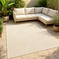 Teppich Modern - Nori Curves Weiß Taupe