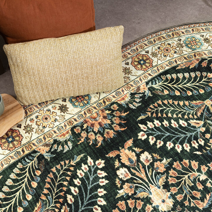 Vintage Gartenteppich Oval - Santo Flora Dunkelgrün - 3