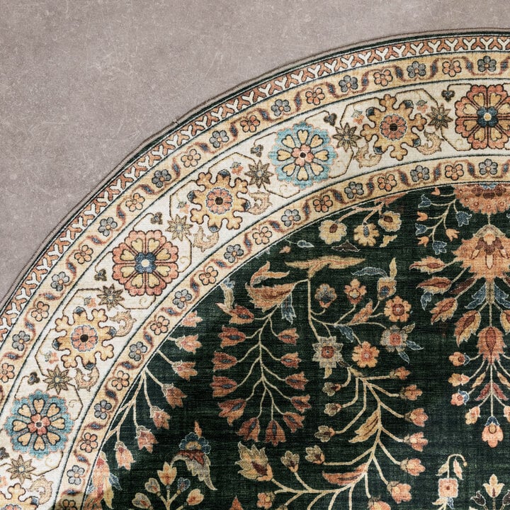 Vintage Gartenteppich Oval - Santo Flora Dunkelgrün - 5