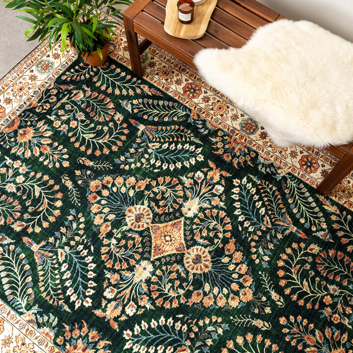 Vintage Gartenteppich - Santo Flora Dunkelgrün - 3