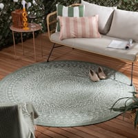 In- & Outdoor Teppich Rund - Summer Azteca Grün