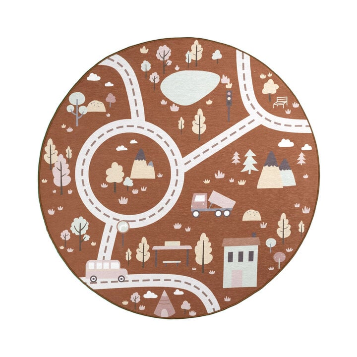 Auto Spielteppich Rund - Rocky Ride Terracotta - 1